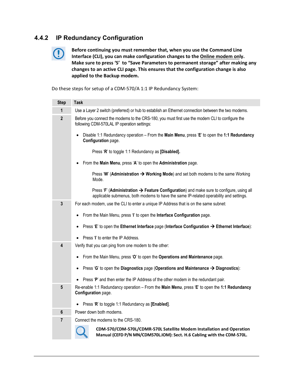 2 ip redundancy configuration | Comtech EF Data CRS-180 User Manual | Page 54 / 136