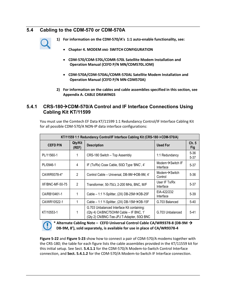 4 cabling to the cdm-570 or cdm-570a | Comtech EF Data CRS-180 User Manual | Page 85 / 136