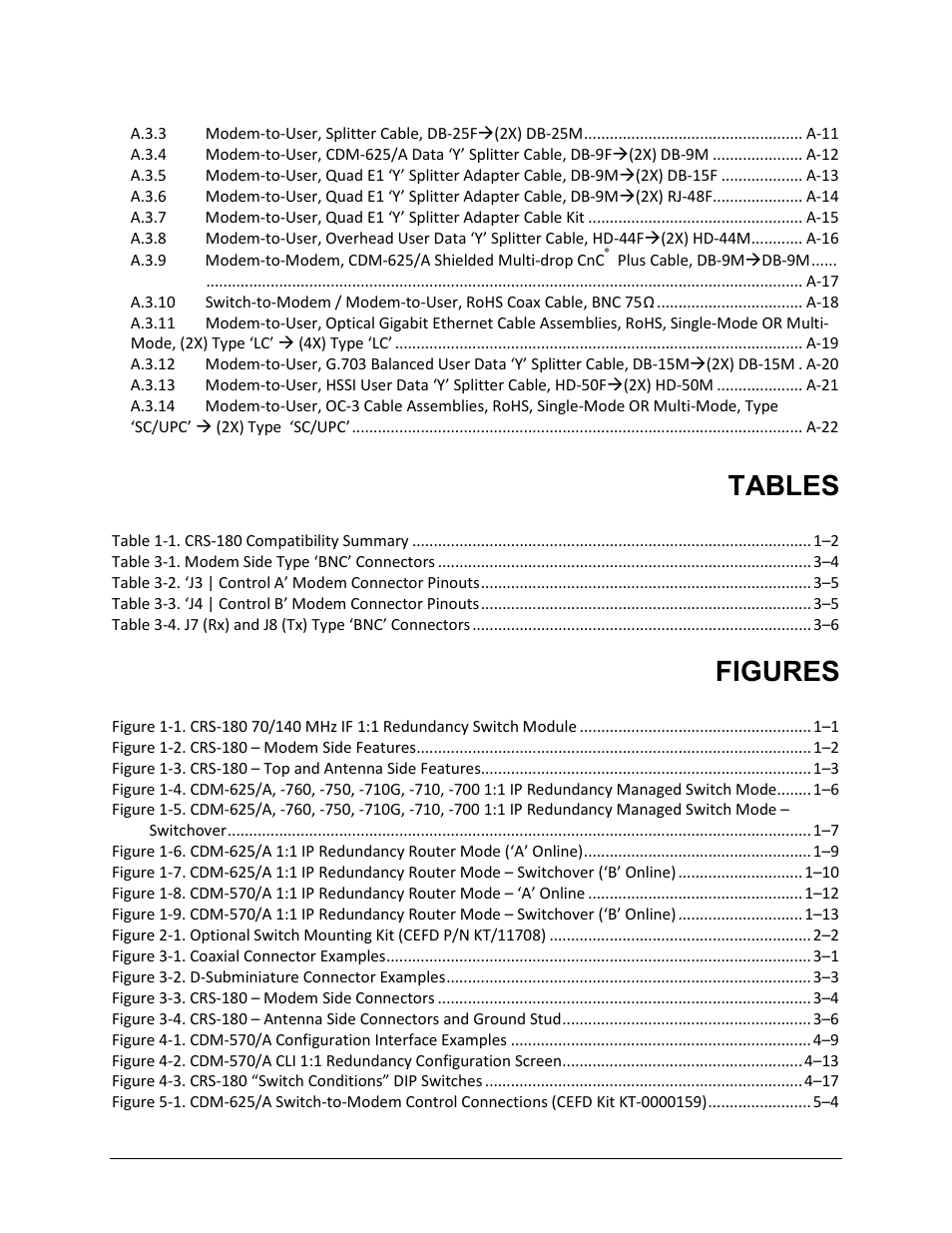 Tables and figures, Tables, Figures | Comtech EF Data CRS-180 User Manual | Page 9 / 136