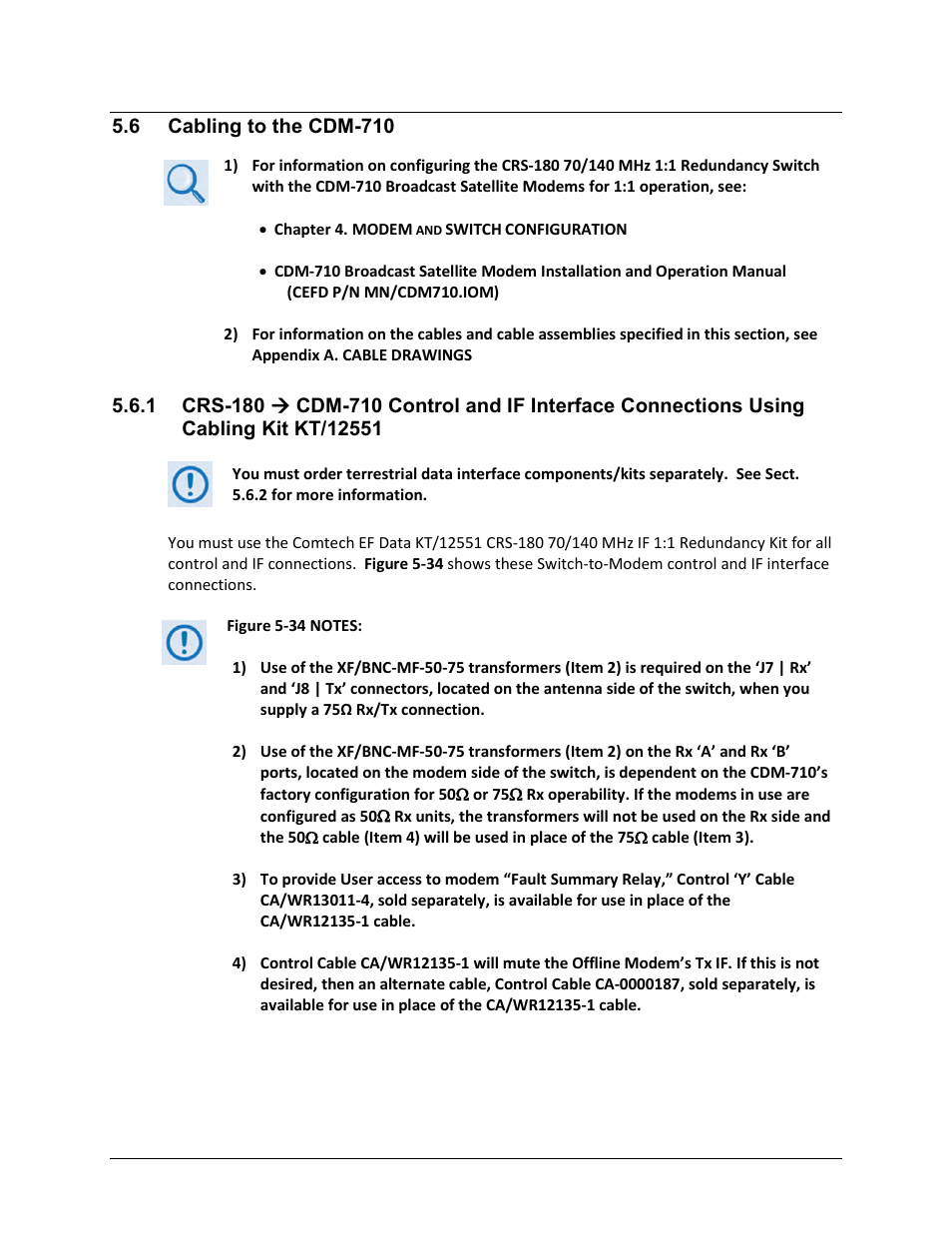 6 cabling to the cdm-710 | Comtech EF Data CRS-180 User Manual | Page 99 / 136