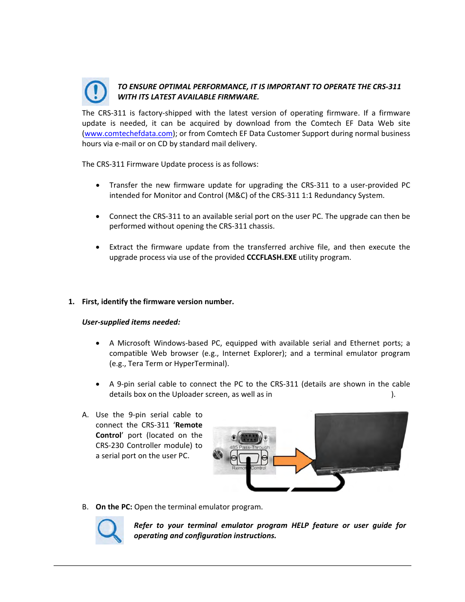 2 updating firmware | Comtech EF Data CRS-311 User Manual | Page 101 / 196