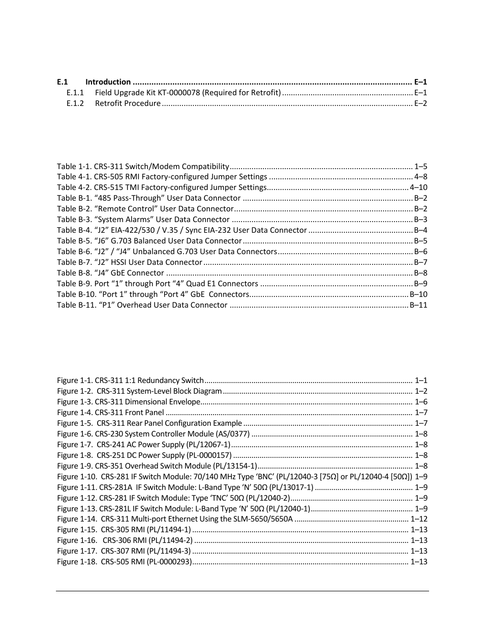 Tables, Figures | Comtech EF Data CRS-311 User Manual | Page 11 / 196