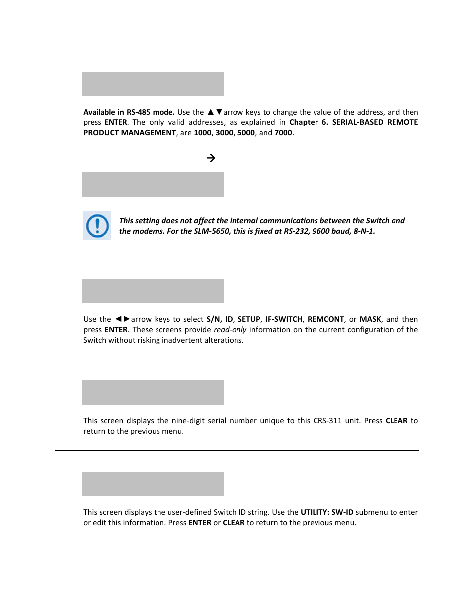 3 (config: remote ( remote) format, 3 info (information), 1 (info:) s/n | 2 (info:) id, 3 (config: remote æ remote) format | Comtech EF Data CRS-311 User Manual | Page 121 / 196