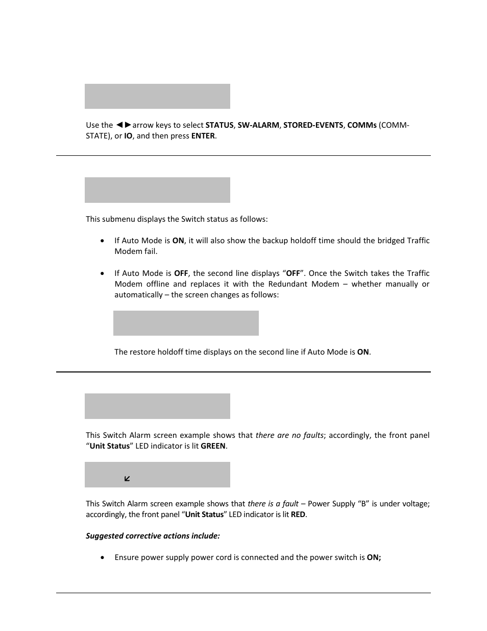 4 monitor, 1 (monitor:) status, 2 (monitor:) sw-alarm | Comtech EF Data CRS-311 User Manual | Page 123 / 196