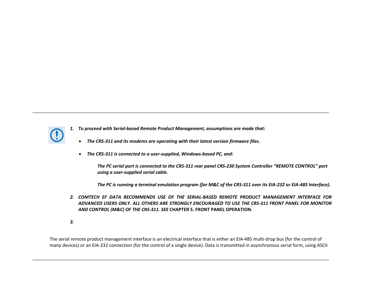 Chapter 6. serial-based remote product management, 1 introduction | Comtech EF Data CRS-311 User Manual | Page 131 / 196