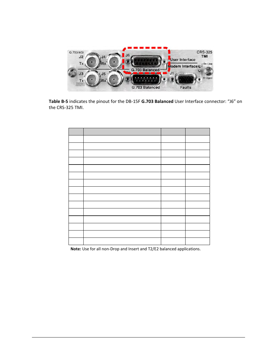 B.2.2 crs-325 – g.703 balanced connector (db-15f) | Comtech EF Data CRS-311 User Manual | Page 173 / 196