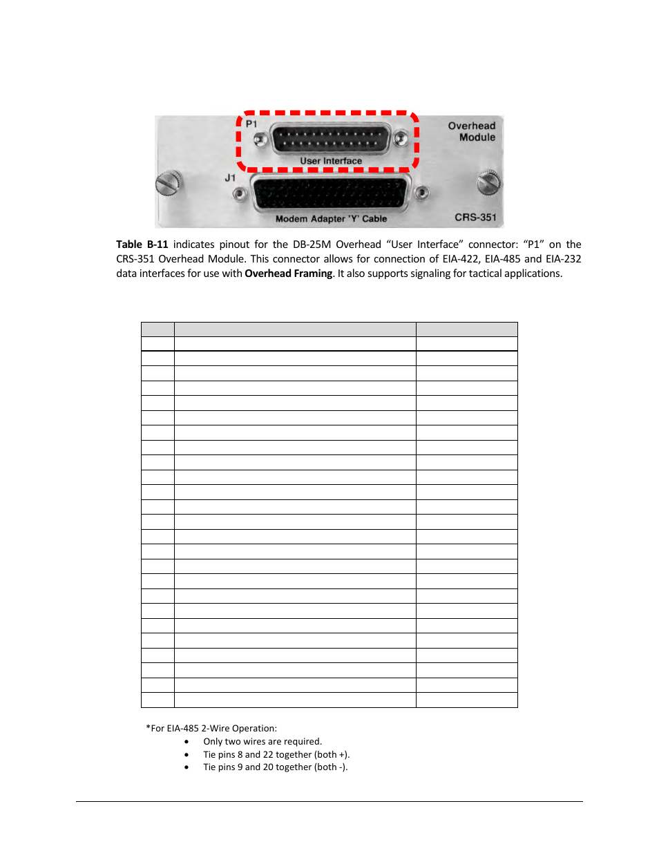 B.2.8 crs-351 – overhead module connector (db-25m) | Comtech EF Data CRS-311 User Manual | Page 179 / 196