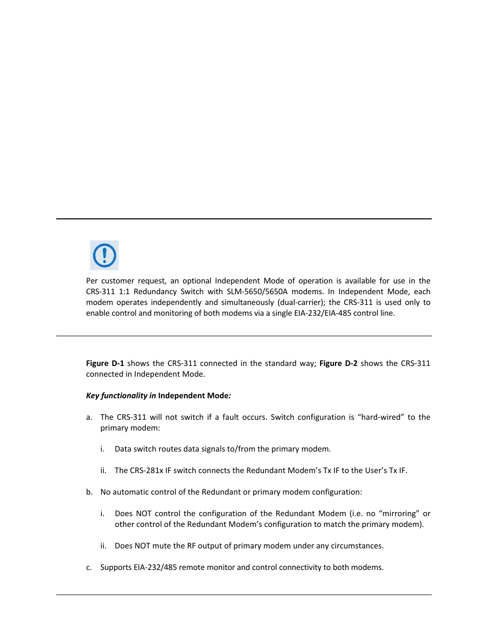 D.1 introduction, D.2 feature description | Comtech EF Data CRS-311 User Manual | Page 189 / 196