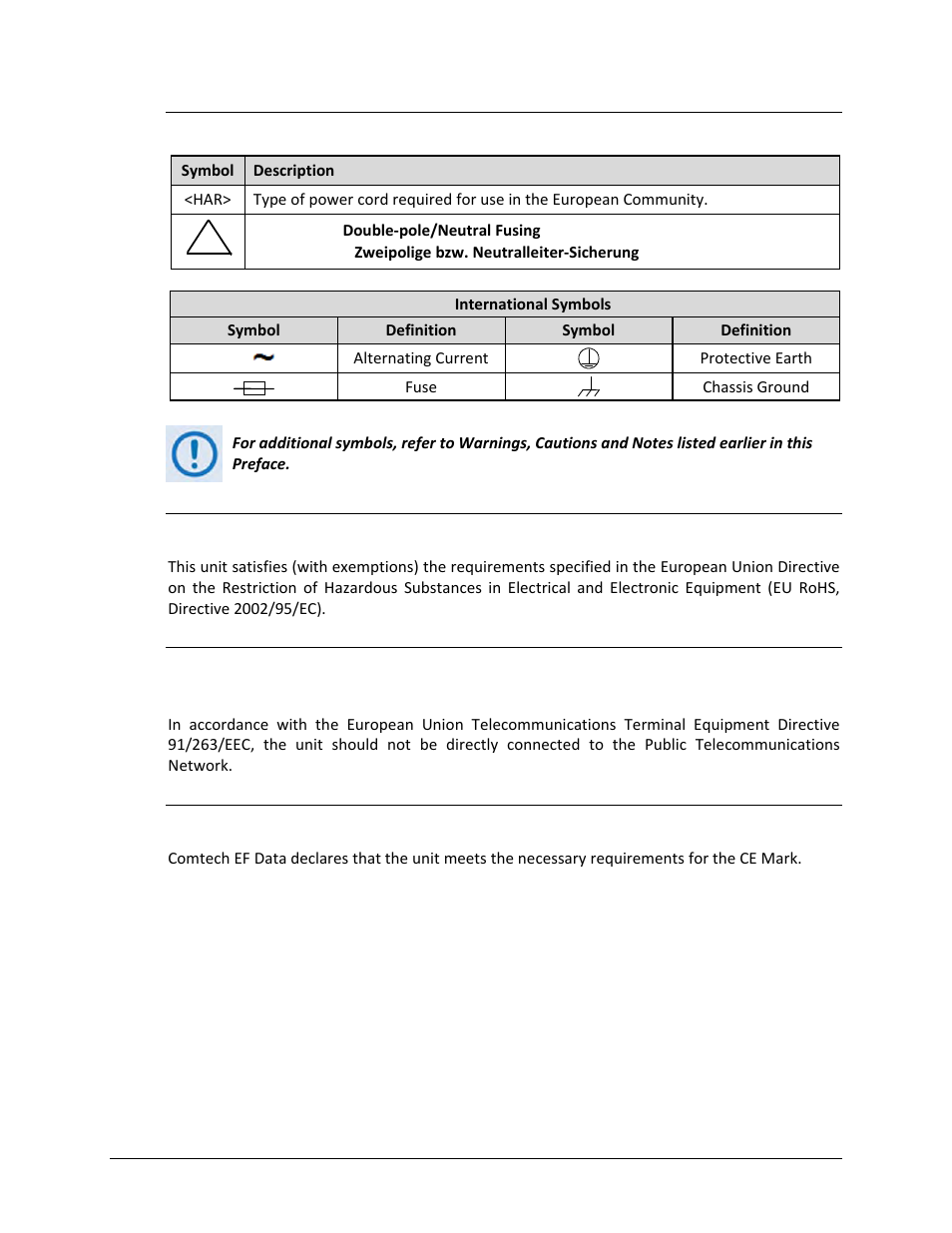 European union rohs directive (2002/95/ec), Ce mark | Comtech EF Data CRS-311 User Manual | Page 19 / 196