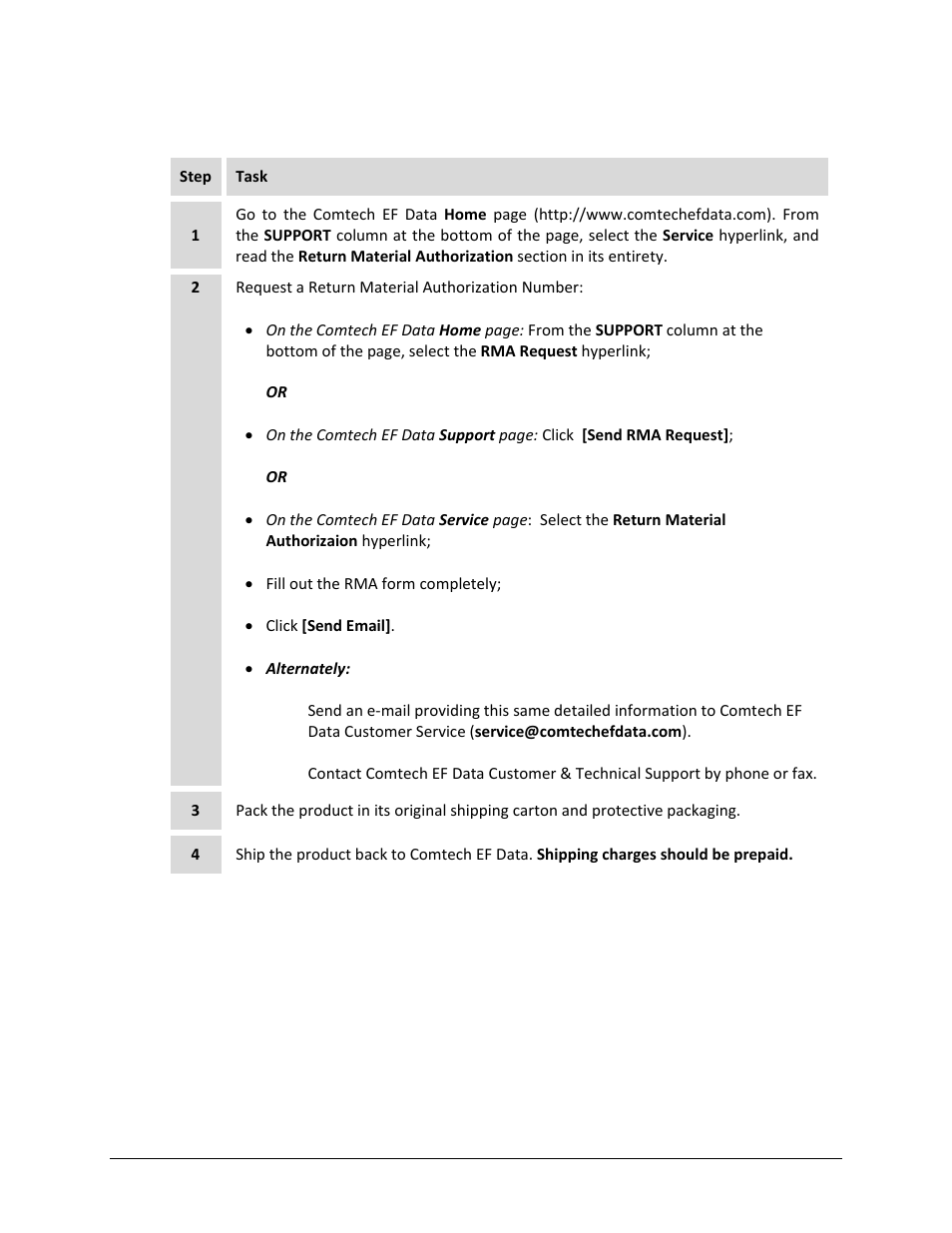 Returning a product for upgrade or repair | Comtech EF Data CRS-311 User Manual | Page 23 / 196
