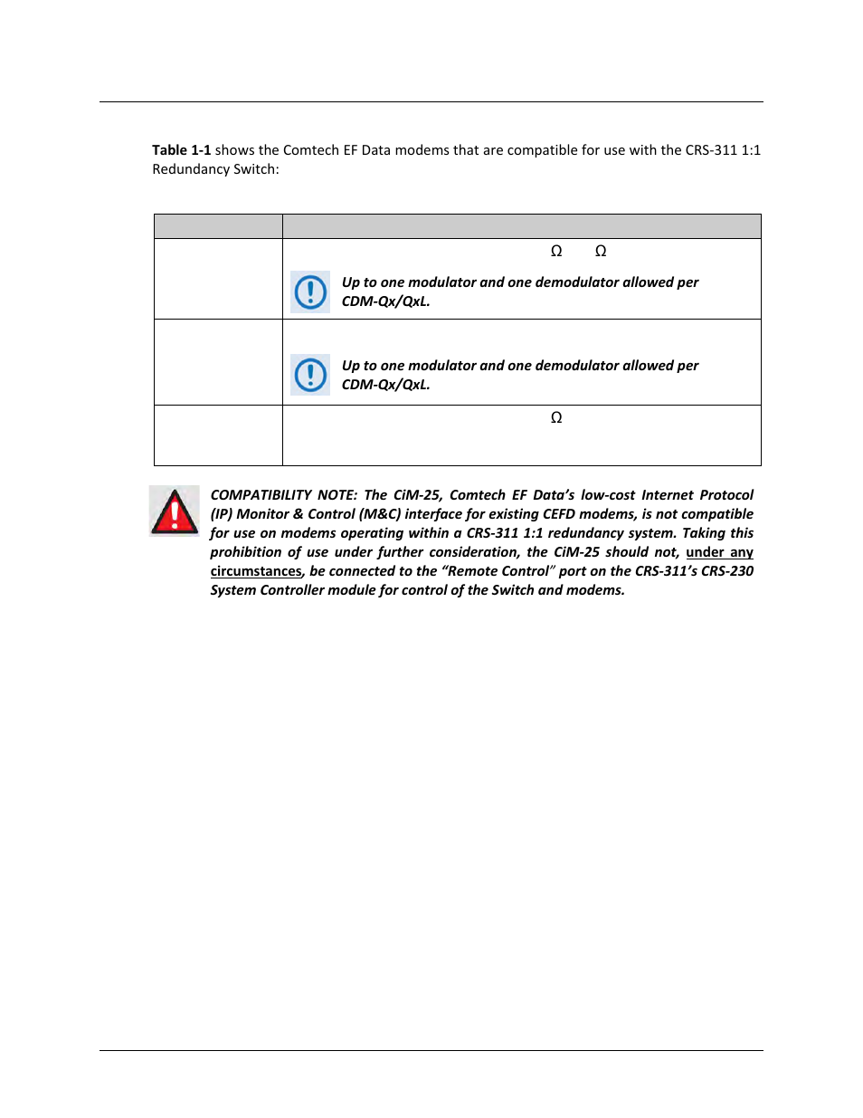 2 crs-311 switch/modem compatibility | Comtech EF Data CRS-311 User Manual | Page 29 / 196