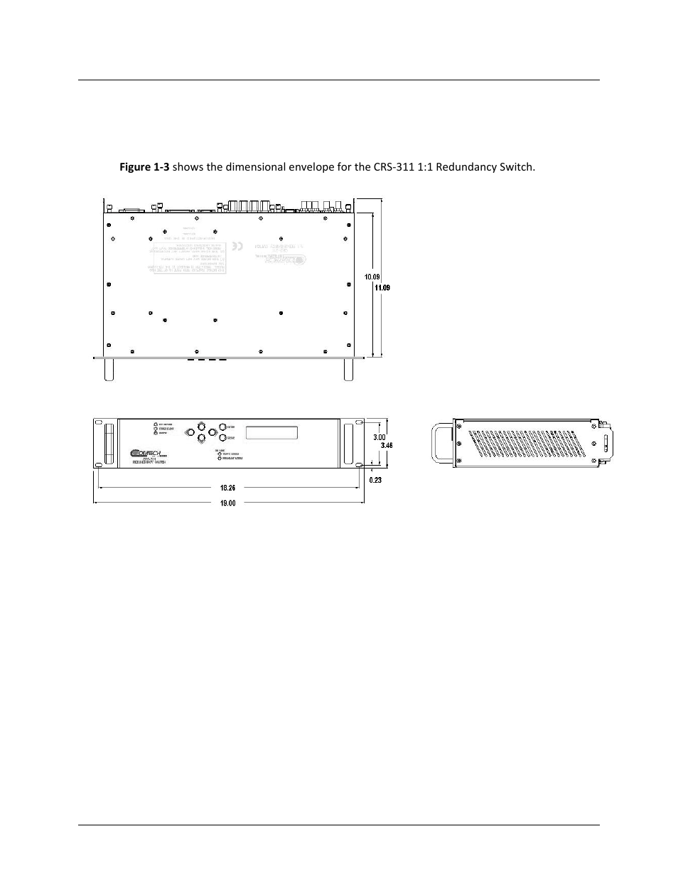 3 crs-311 physical features, 1 dimensional envelopes | Comtech EF Data CRS-311 User Manual | Page 30 / 196