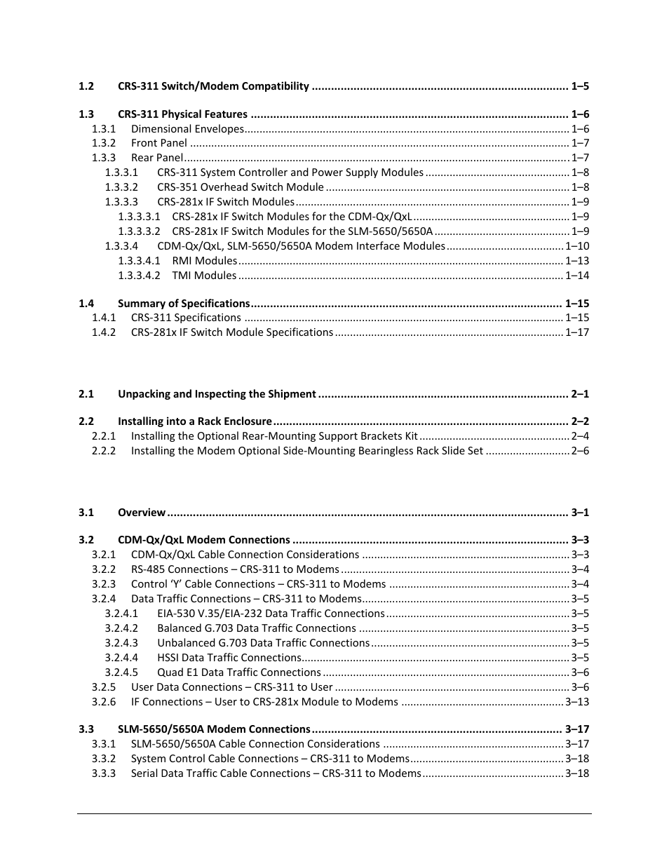 Comtech EF Data CRS-311 User Manual | Page 6 / 196