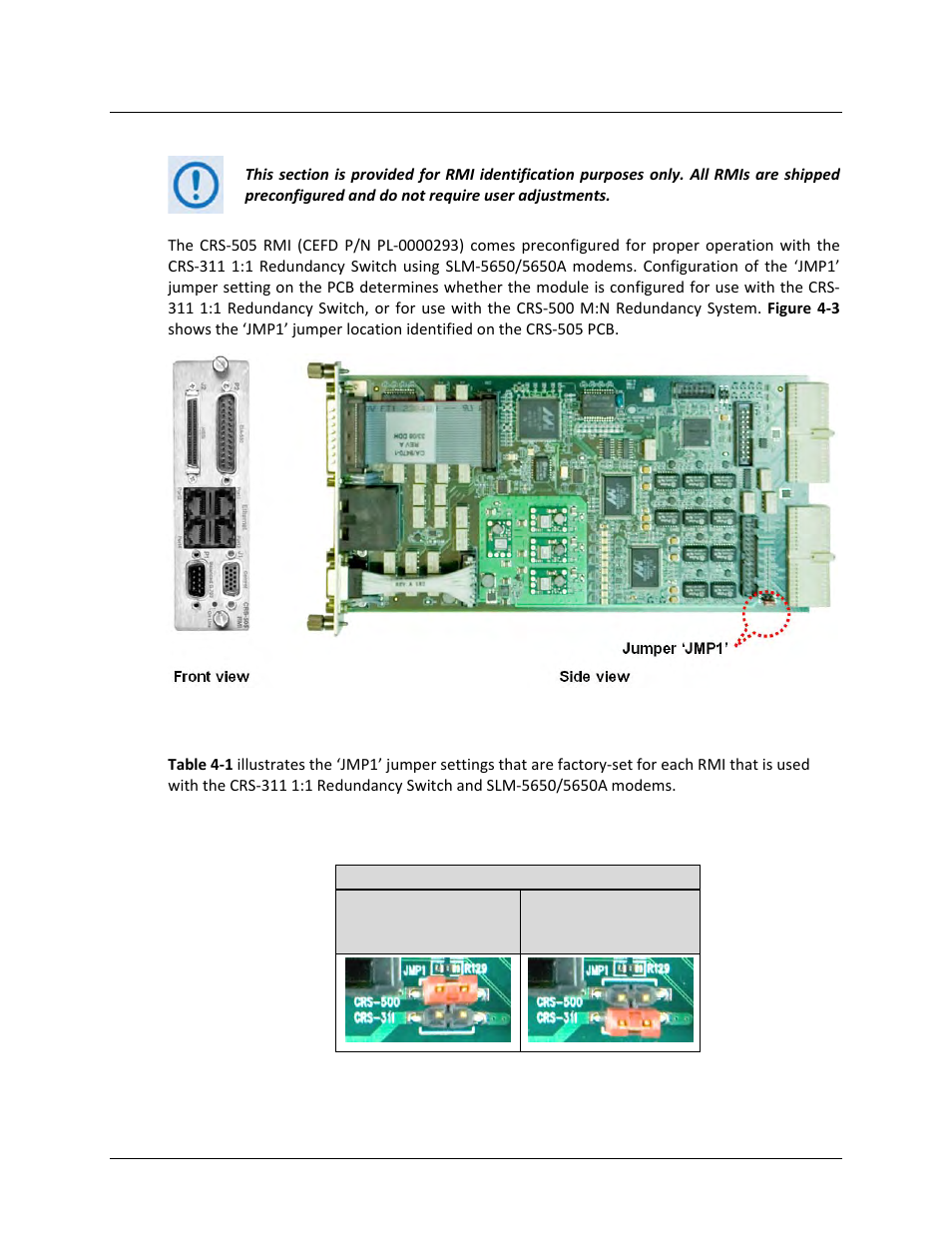 3 rmi jumper configuration reference (crs-505) | Comtech EF Data CRS-311 User Manual | Page 98 / 196