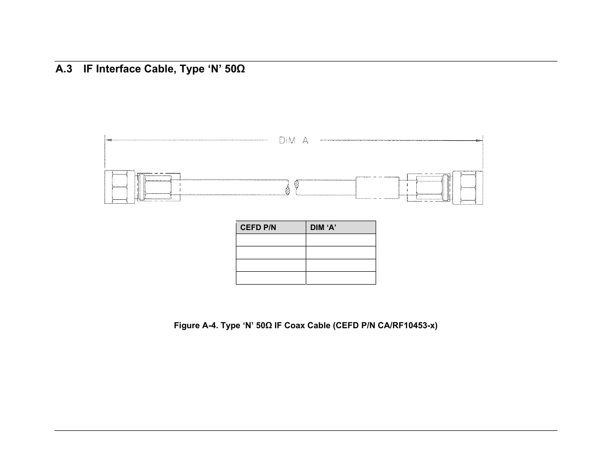 A.3 if interface cable, type ‘n’ 50ω | Comtech EF Data CRS-280L User Manual | Page 55 / 64