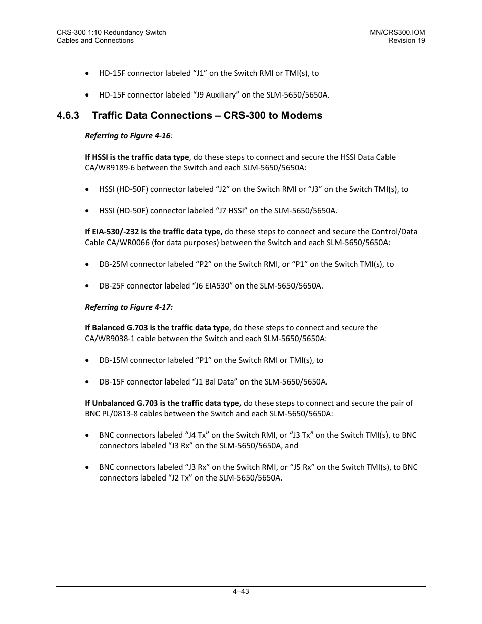 3 traffic data connections – crs-300 to modems | Comtech EF Data CRS-300 User Manual | Page 117 / 300