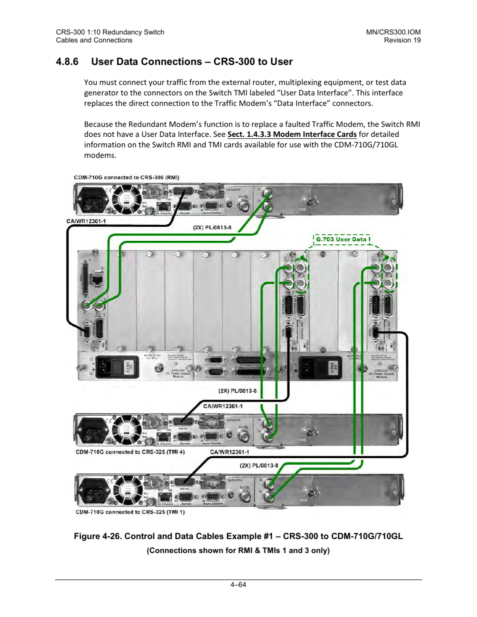 6 user data connections – crs-300 to user, Ee figure 4-26, Figure 4-26 | Comtech EF Data CRS-300 User Manual | Page 138 / 300