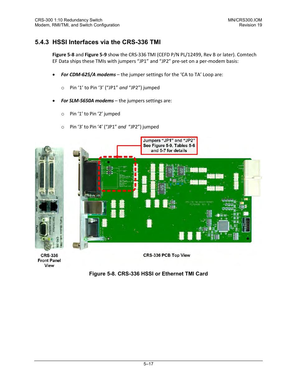 3 hssi interfaces via the crs-336 tmi | Comtech EF Data CRS-300 User Manual | Page 181 / 300