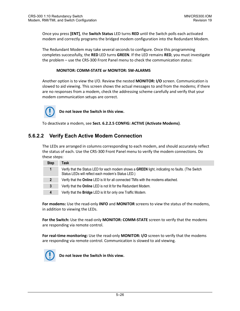 2 verify each active modem connection | Comtech EF Data CRS-300 User Manual | Page 190 / 300