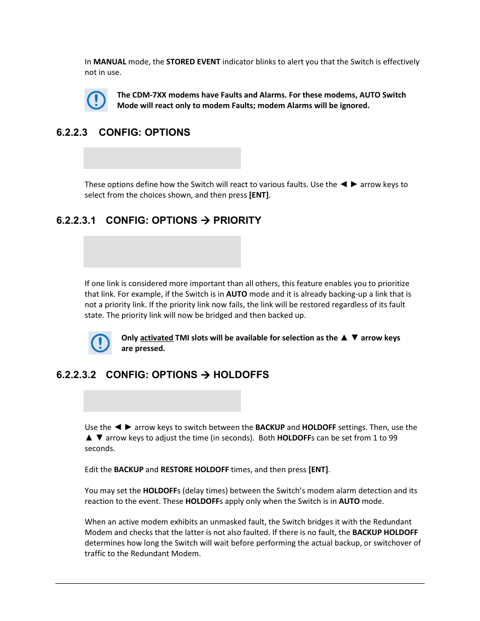 3 config: options, 1 config: options ( priority, 2 config: options ( holdoffs | Comtech EF Data CRS-300 User Manual | Page 203 / 300