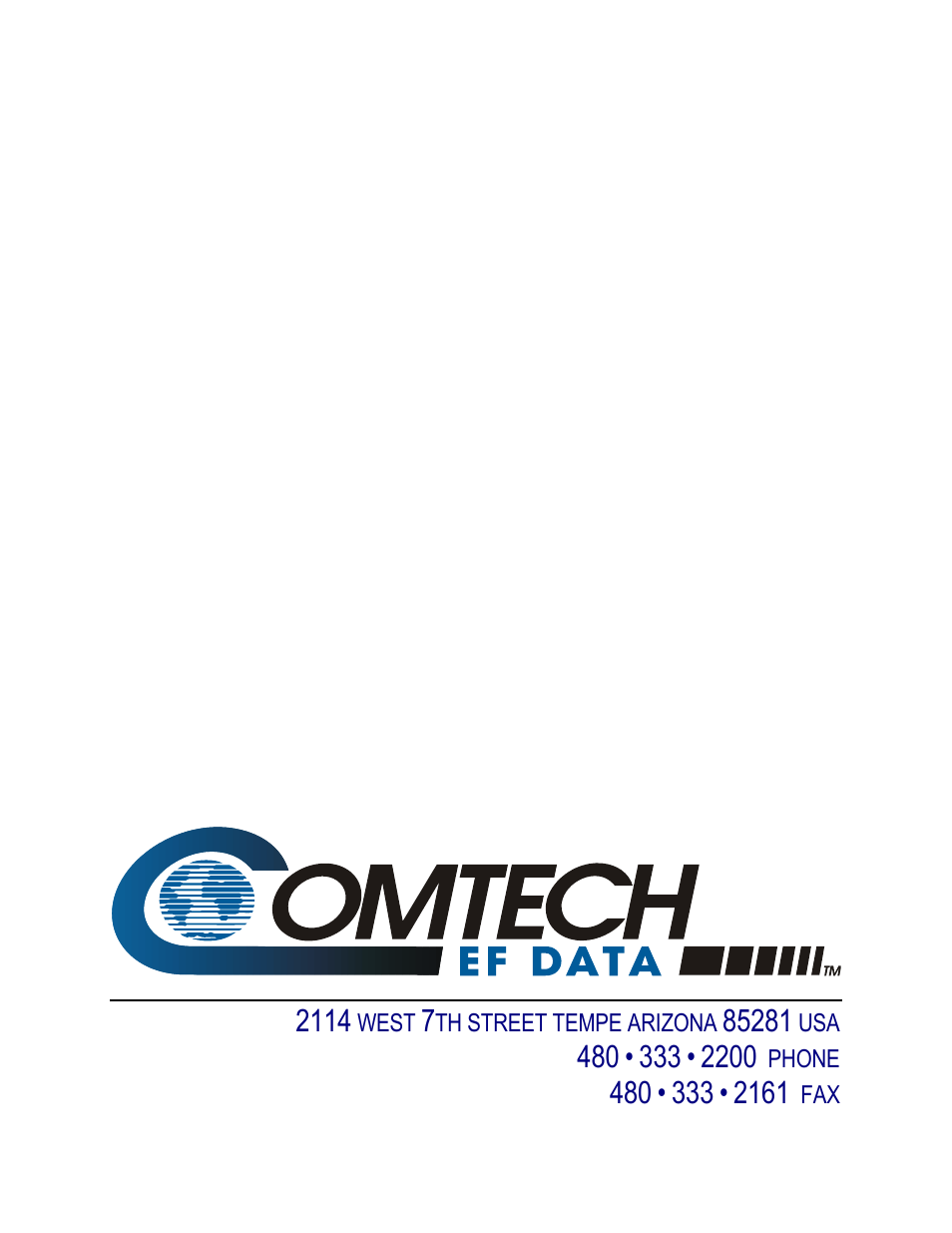 Back cover | Comtech EF Data CRS-300 User Manual | Page 300 / 300