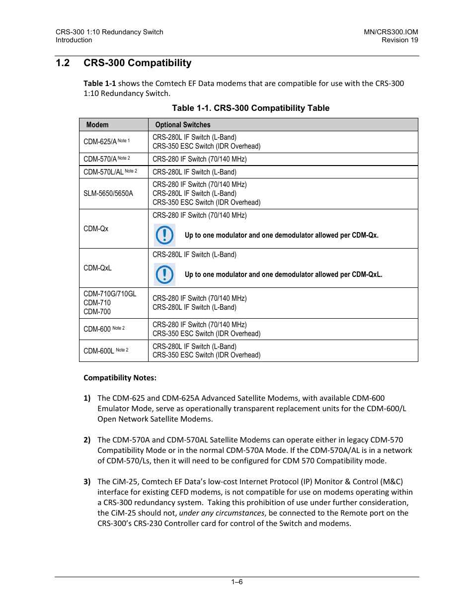 2 crs-300 compatibility | Comtech EF Data CRS-300 User Manual | Page 32 / 300