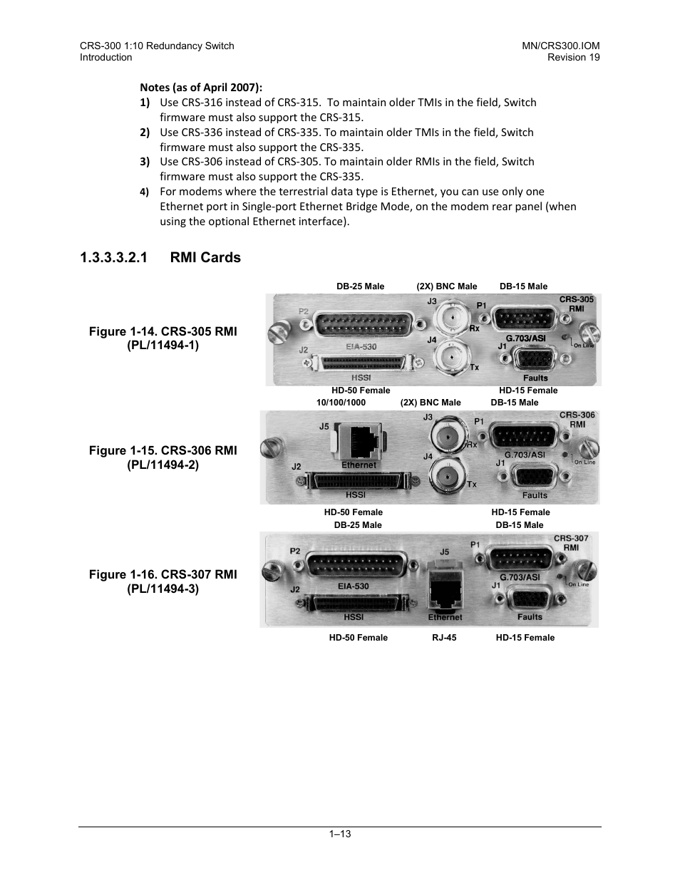 1 rmi cards | Comtech EF Data CRS-300 User Manual | Page 39 / 300