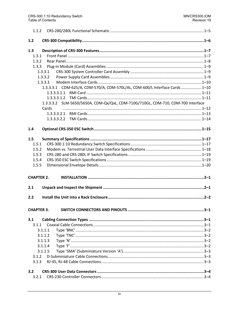 Comtech EF Data CRS-300 User Manual | Page 6 / 300