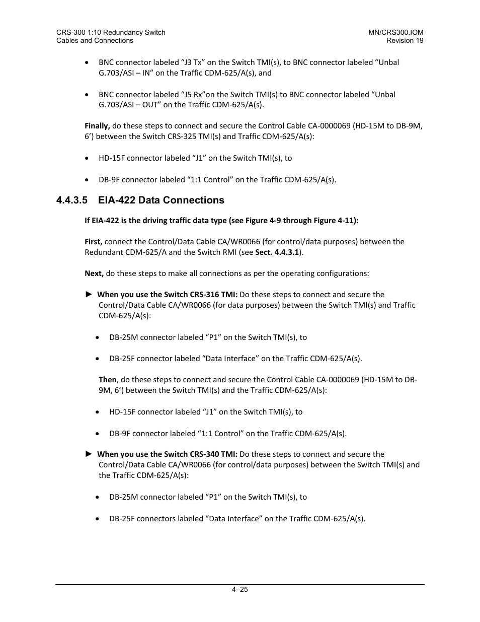 5 eia-422 data connections | Comtech EF Data CRS-300 User Manual | Page 99 / 300