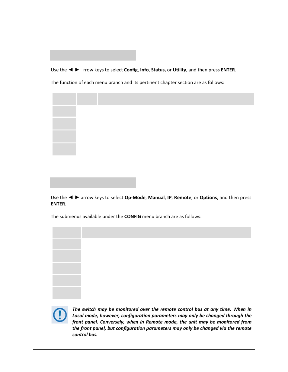 2 main select (top-level) menu, 1 select: config (configuration) | Comtech EF Data CRS-500 User Manual | Page 124 / 218