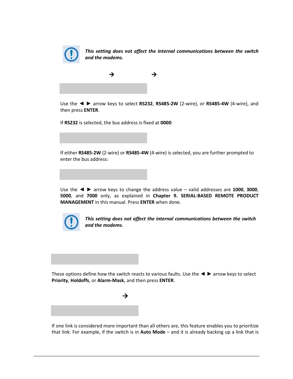 Config: remote ( serial+ether ( interface, 5 config: options, 1 config: options ( priority | Comtech EF Data CRS-500 User Manual | Page 129 / 218