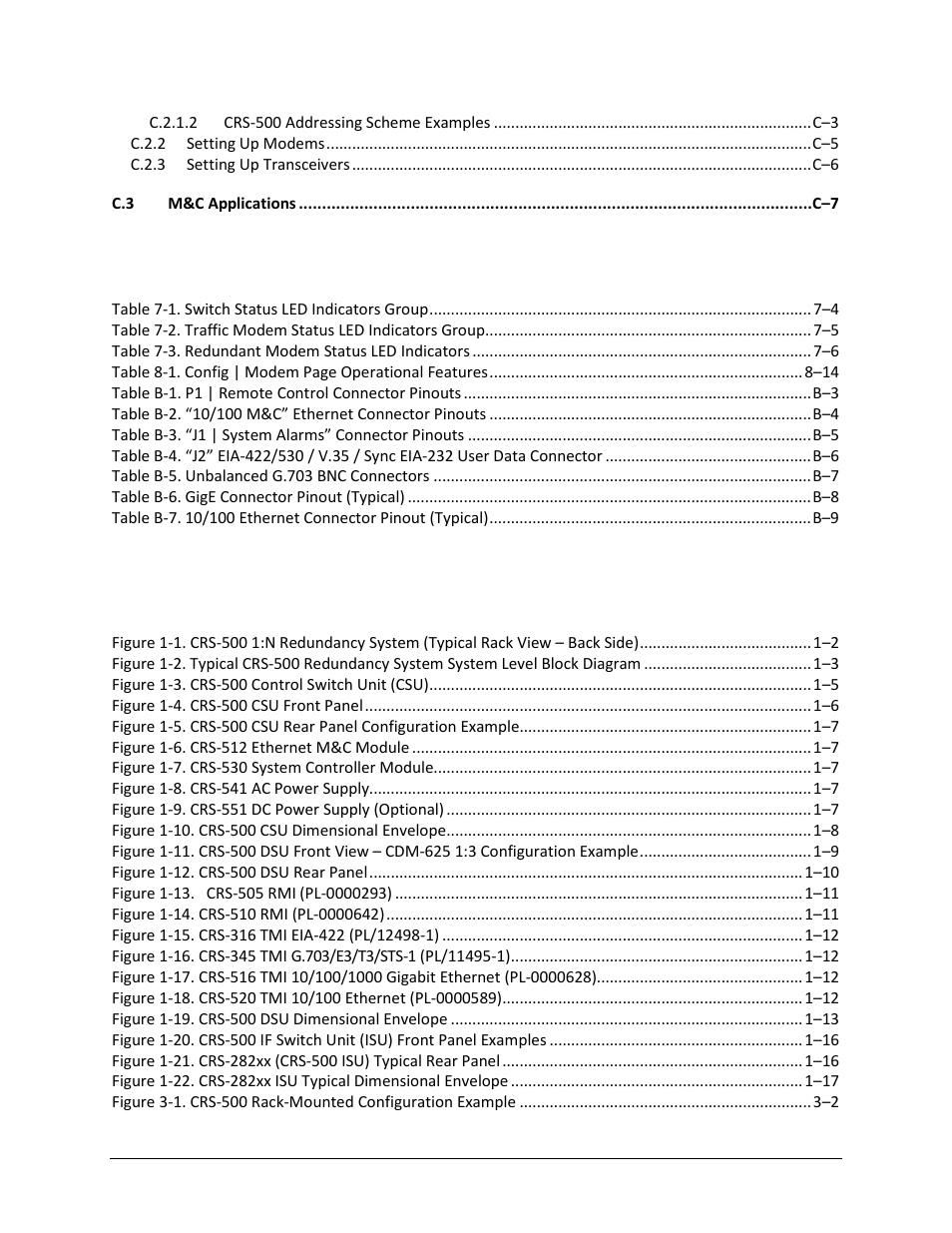Tables, Figures | Comtech EF Data CRS-500 User Manual | Page 14 / 218