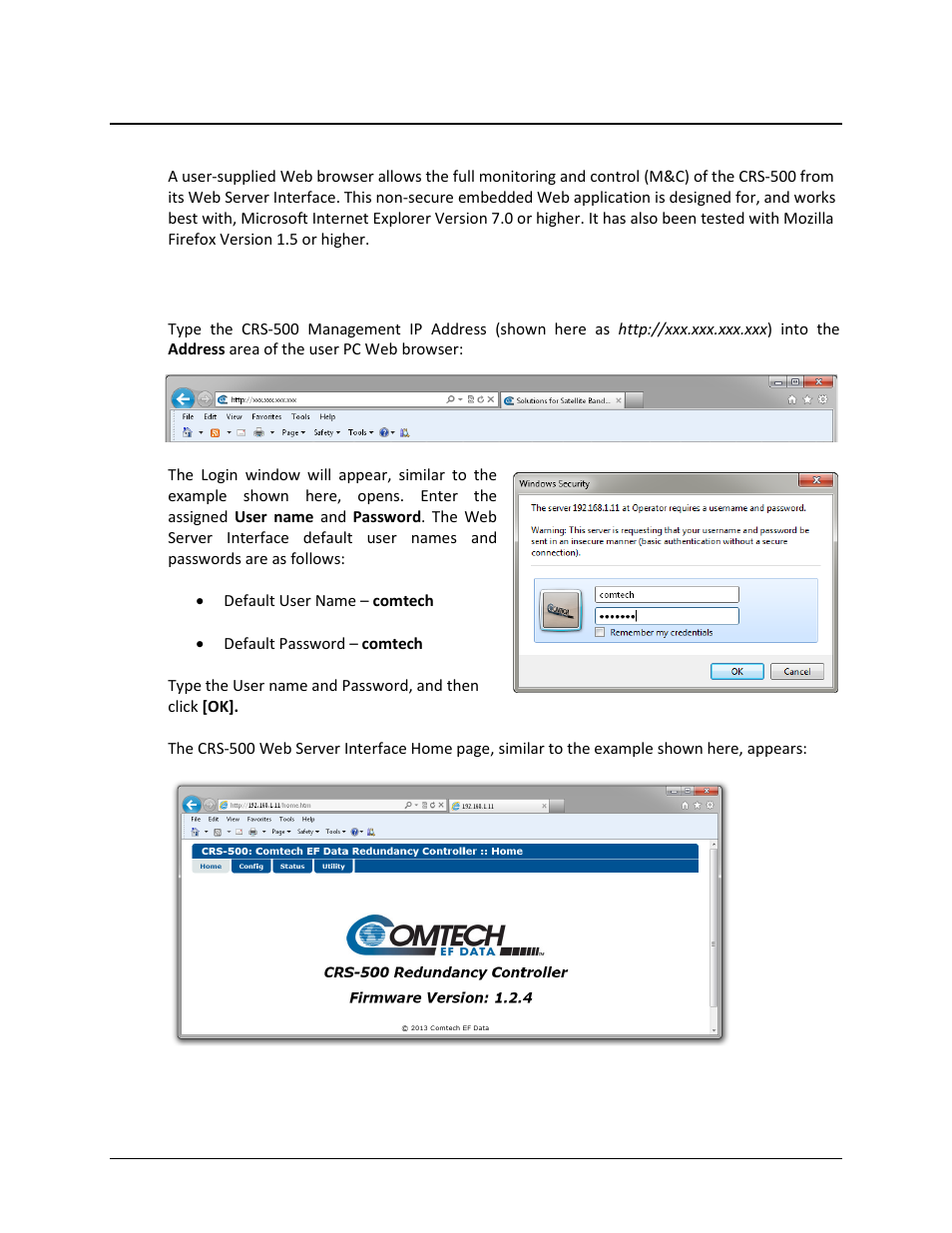 5 web server (http) interface, 1 user login | Comtech EF Data CRS-500 User Manual | Page 144 / 218