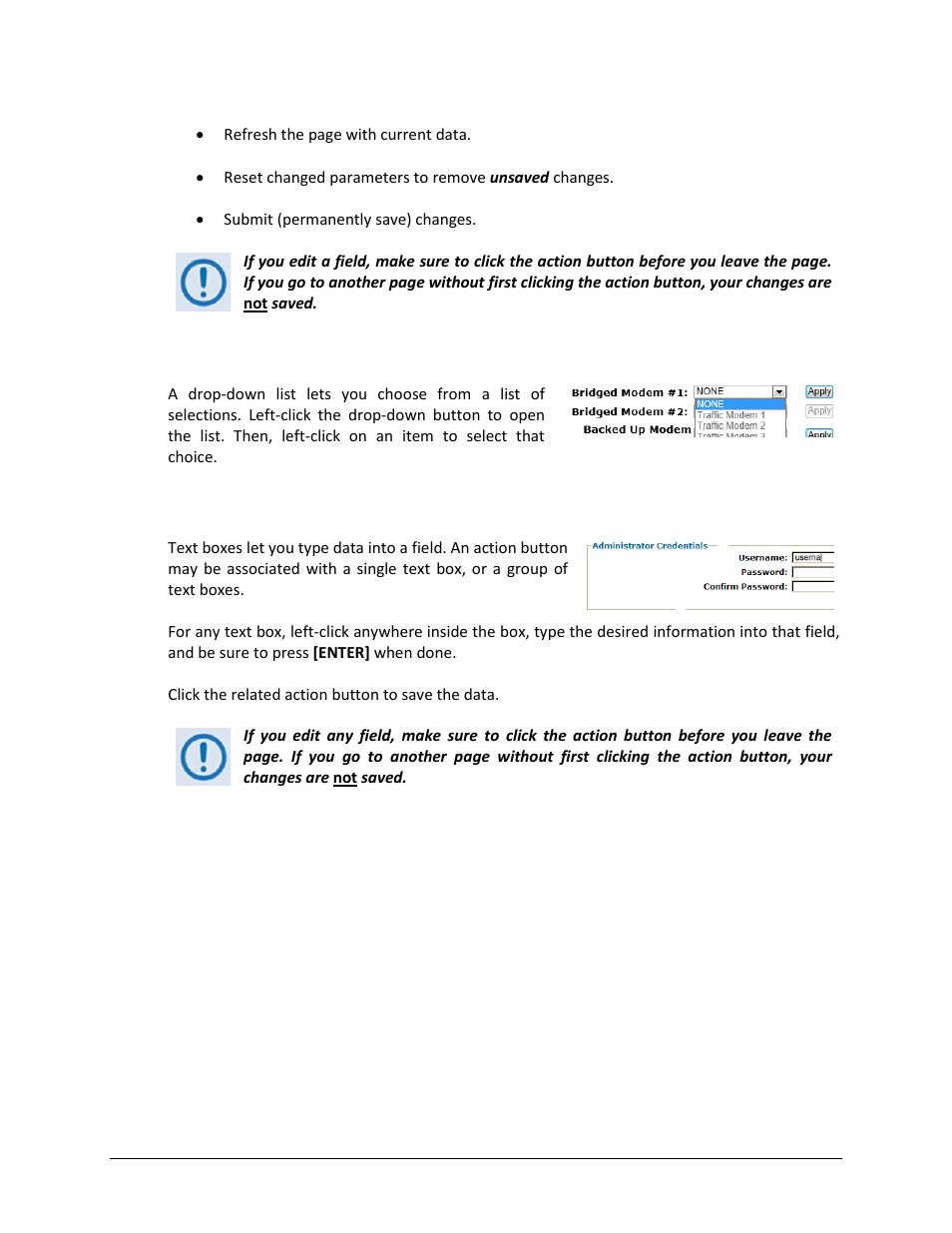 5 /drop-down lists, 6 text or data entry | Comtech EF Data CRS-500 User Manual | Page 146 / 218