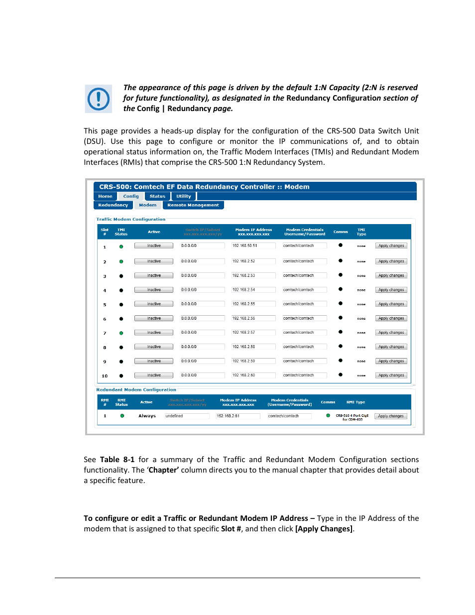 2 config | modem | Comtech EF Data CRS-500 User Manual | Page 151 / 218