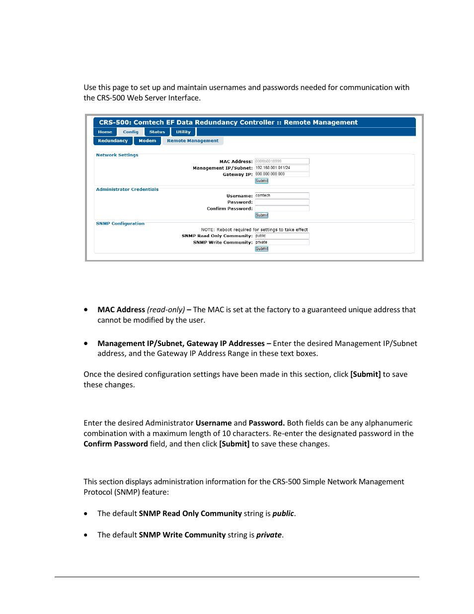 3 config | remote management | Comtech EF Data CRS-500 User Manual | Page 153 / 218