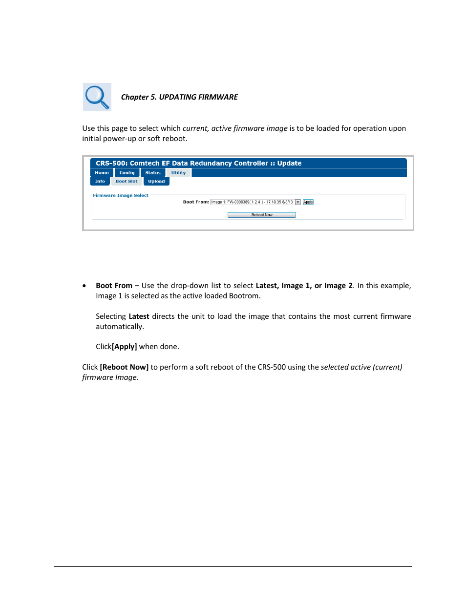 2 utility | boot slot | Comtech EF Data CRS-500 User Manual | Page 158 / 218