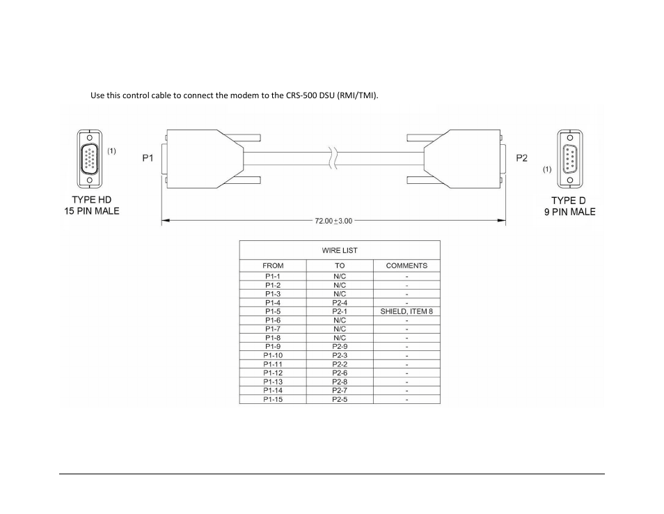 A.3.4 control cable for cdm-625 and cdm-750 | Comtech EF Data CRS-500 User Manual | Page 189 / 218