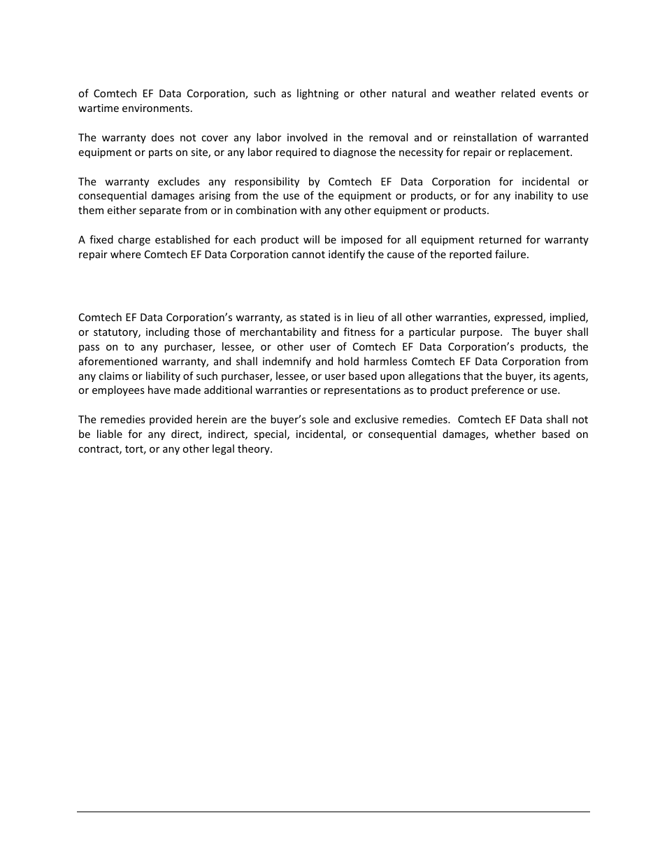 Exclusive remedies | Comtech EF Data CRS-500 User Manual | Page 23 / 218