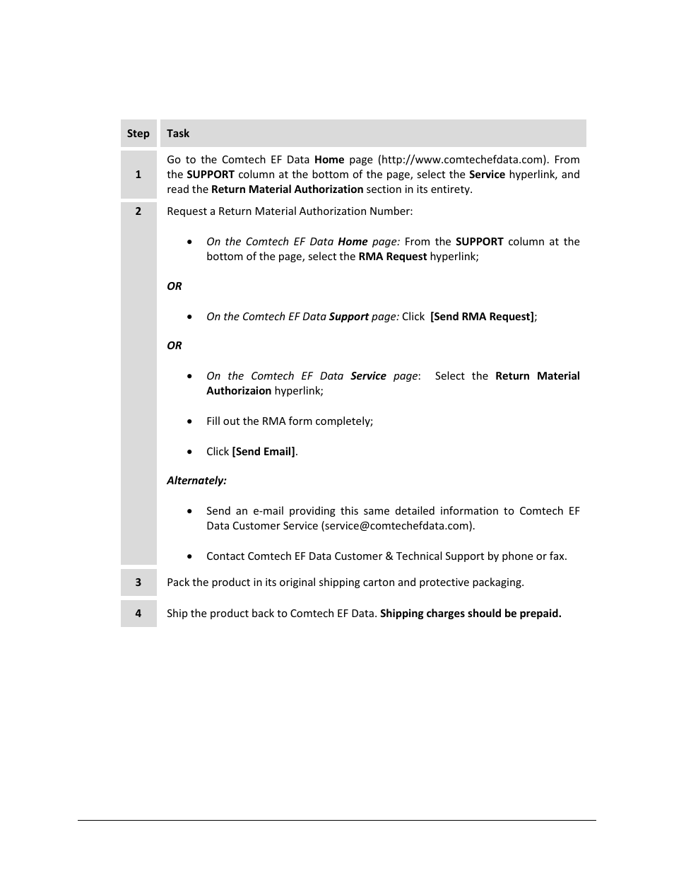 Returning a product for upgrade or repair | Comtech EF Data CRS-500 User Manual | Page 25 / 218