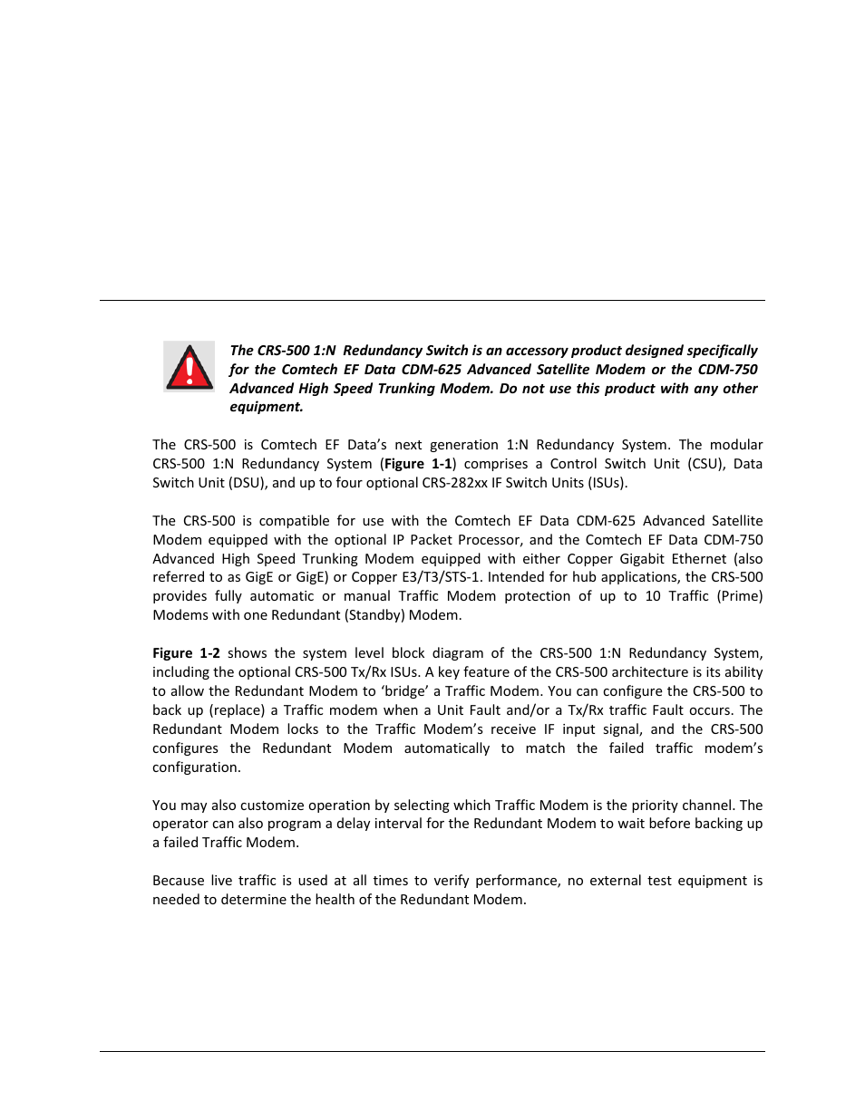 Chapter 1. introduction, 1 overview | Comtech EF Data CRS-500 User Manual | Page 27 / 218