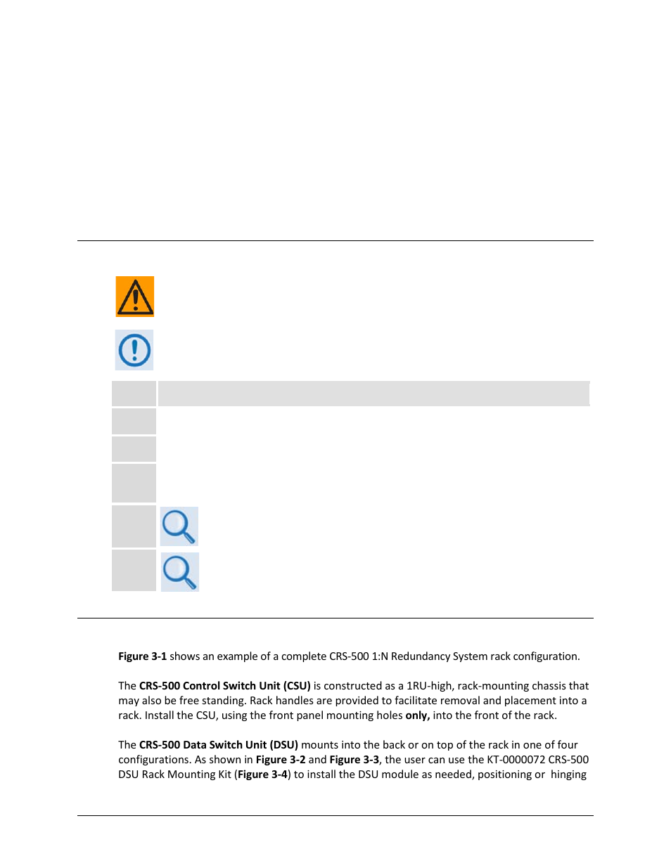 Chapter 3. installation, 1 unpacking and inspection, 2 rack mounting the crs-500 1:n redundancy system | Comtech EF Data CRS-500 User Manual | Page 53 / 218
