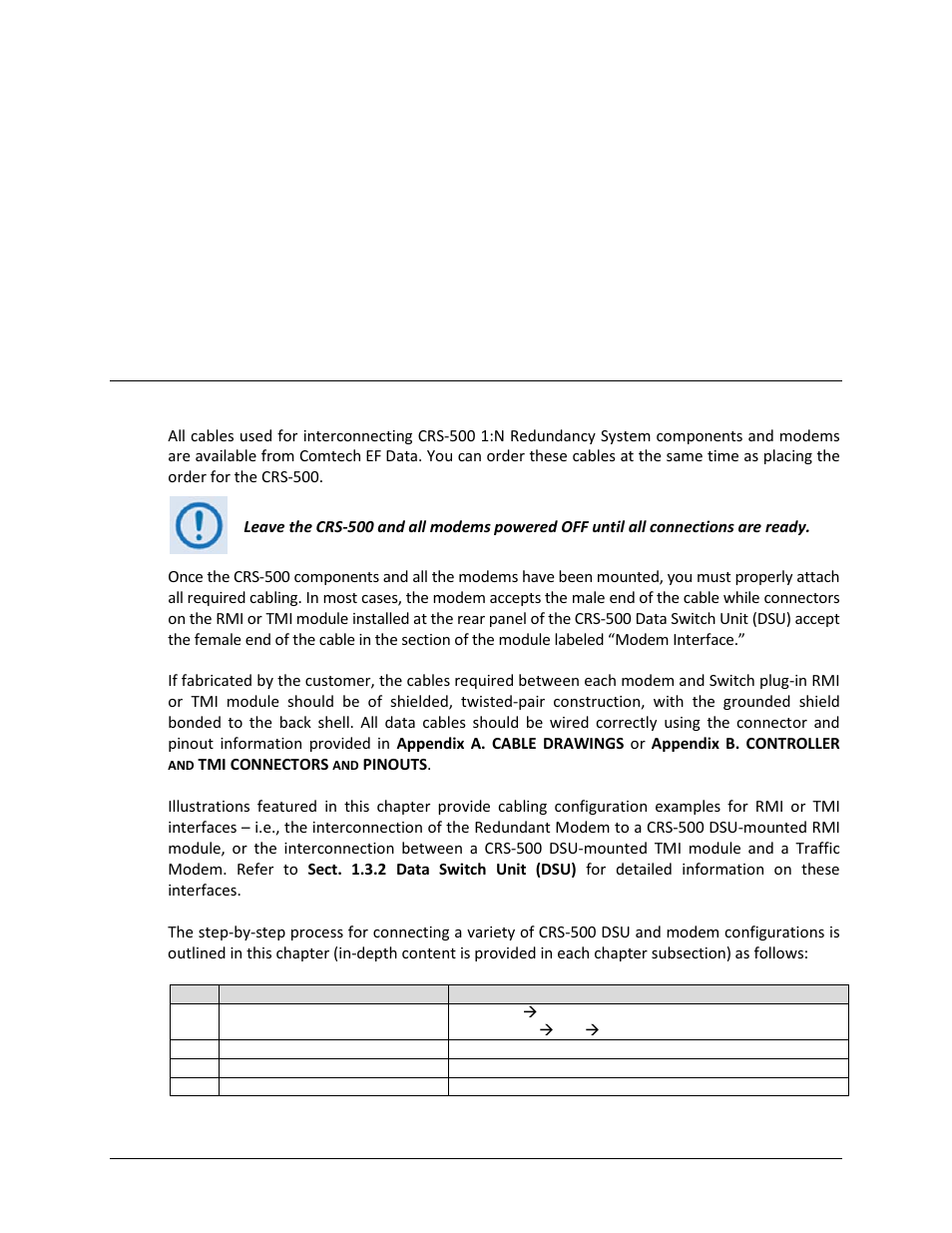 Chapter 4. cables and connections, 1 introduction, Chapter 4. cables | Connections | Comtech EF Data CRS-500 User Manual | Page 57 / 218