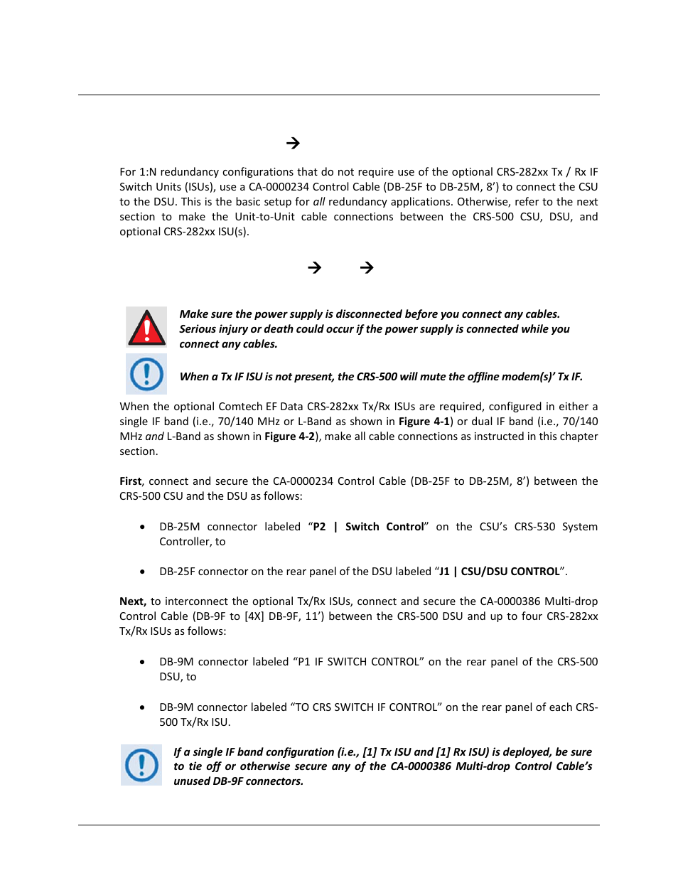 2 crs-500 control connections, 1 basic crs-500 (csu ( dsu) unit connection | Comtech EF Data CRS-500 User Manual | Page 61 / 218