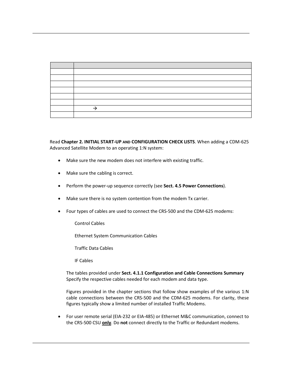 3 modem connections, 1 cdm-625 modem connections, 1 cdm-625 cable connection considerations | Comtech EF Data CRS-500 User Manual | Page 65 / 218