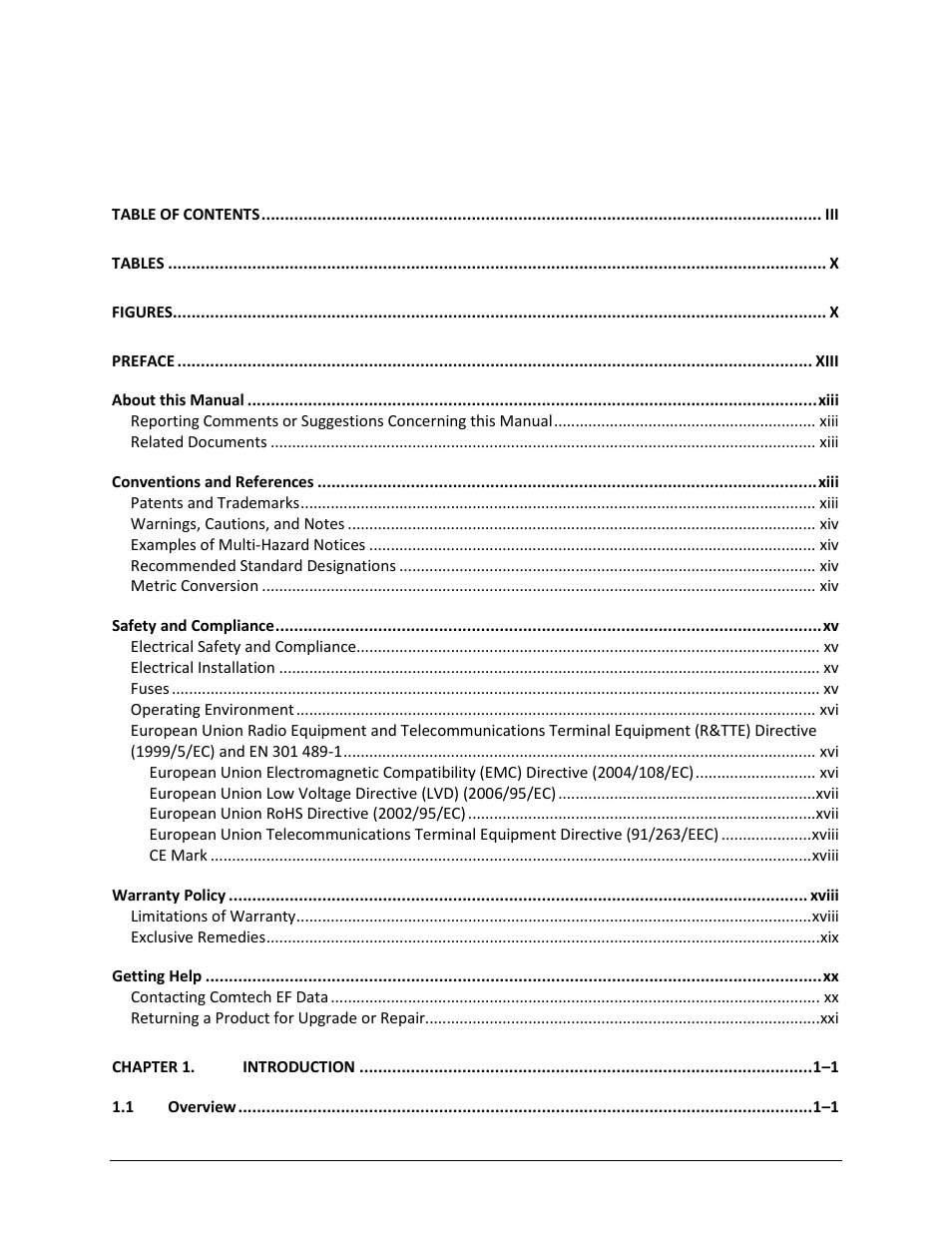 Comtech EF Data CRS-500 User Manual | Page 7 / 218