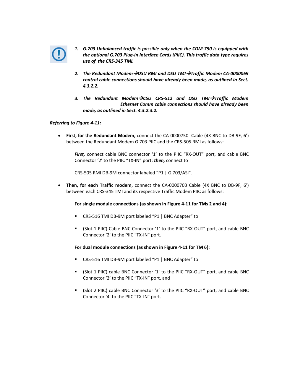 2 unbalanced g.703 traffic data cable connections | Comtech EF Data CRS-500 User Manual | Page 84 / 218