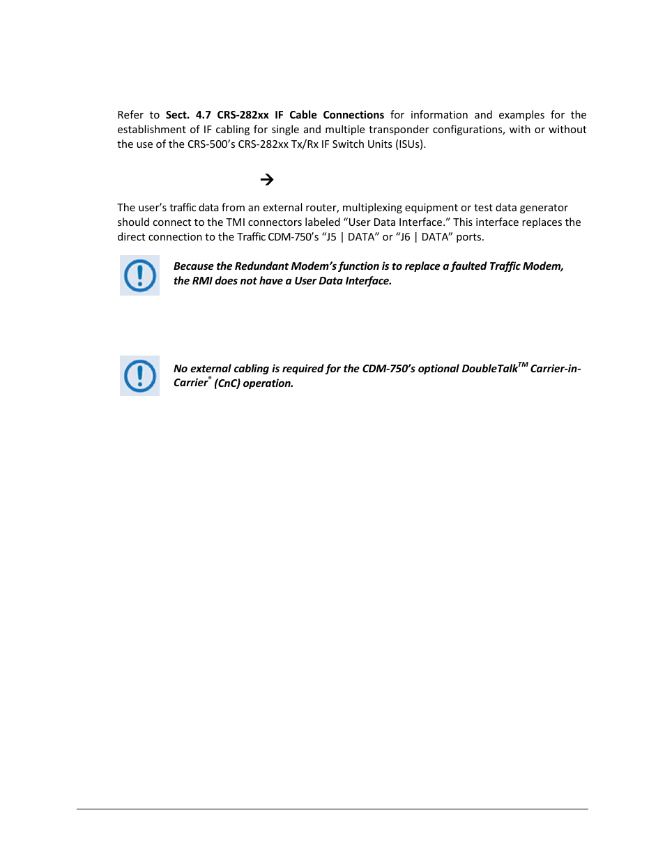 3 cdm-750 if cable connections, 1 crs-500 dsu ( user traffic data connections, 2 carrier-in-carrier® (cnc) operation | 1 crs-500 dsu  user traffic data connections, 2 carrier-in-carrier, Cnc) operation | Comtech EF Data CRS-500 User Manual | Page 87 / 218