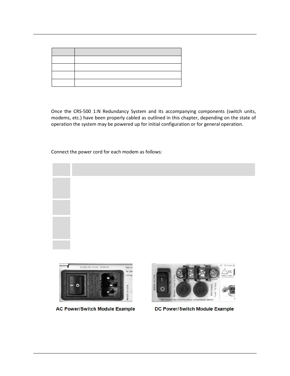 5 power connections, 1 overview, 2 modem power connections | Comtech EF Data CRS-500 User Manual | Page 97 / 218