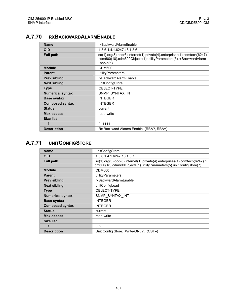 A.7.70, A.7.71 | Comtech EF Data CiM-25/600 User Manual | Page 127 / 186